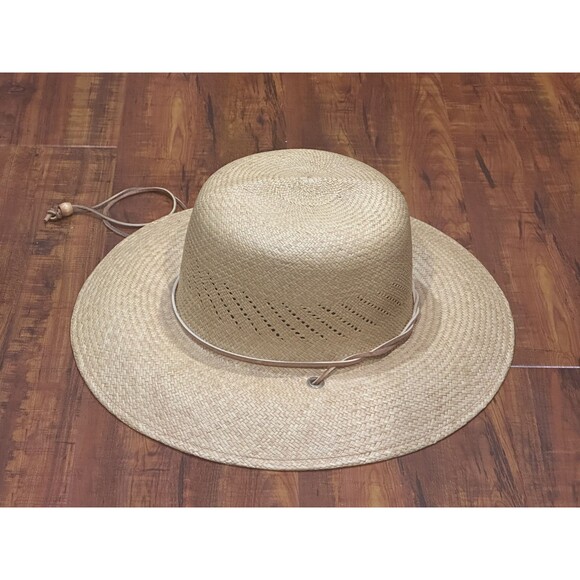 Vintage S.F. Green San Francisco Woven in Equador Straw Leather Strap Panama Hat